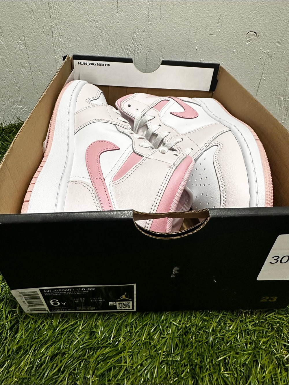 Nike Air Jordan 1 Mid White & Light Pink Sneakers - Picture 9 of 9